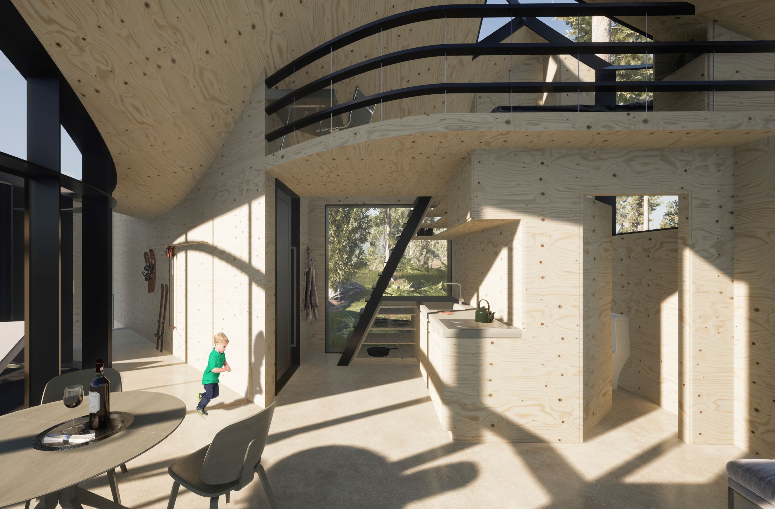 wooden house interior